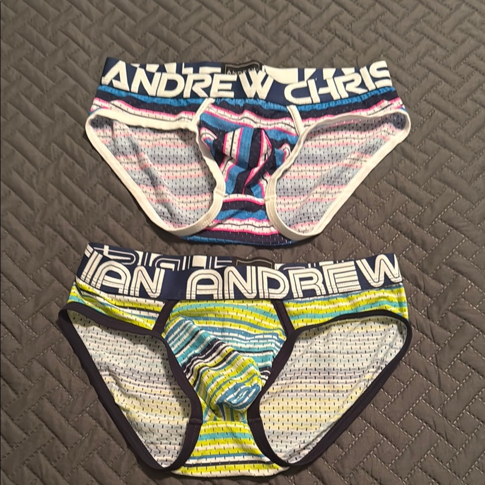 Andrew Christian Blue and Pink Briefs mesh Style